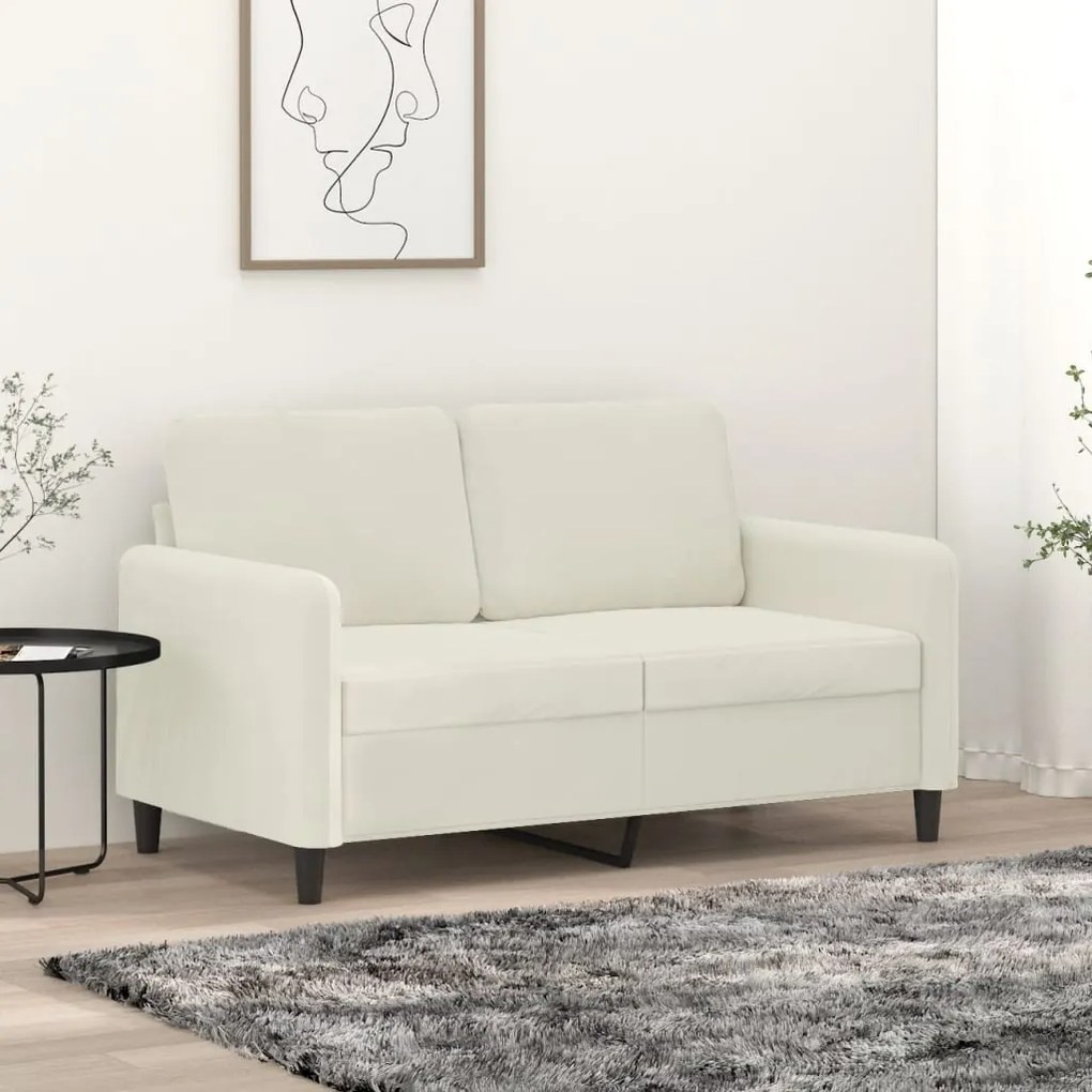 vidaXL Canapea cu 2 locuri, crem, 120 cm, catifea