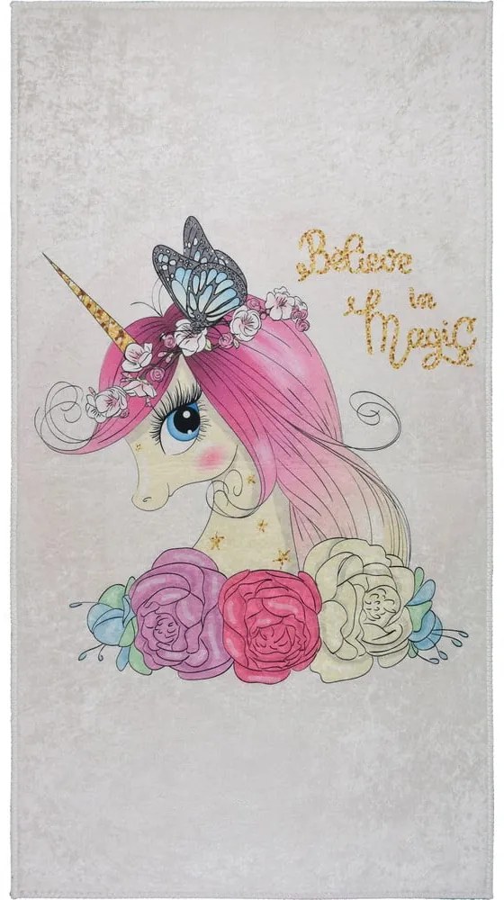 Covor pentru copii fildeș lavabil 160x230 cm Cute Unicorn – Vitaus