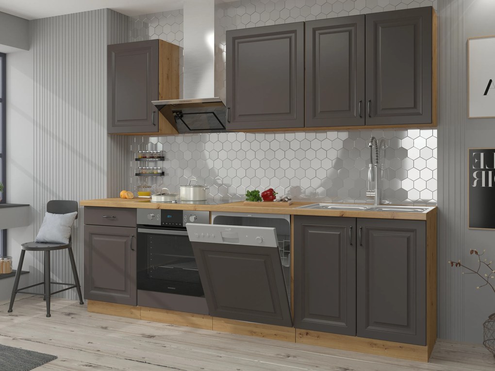 Dulap de bucătărie pentru alimente pentru cuptor Sheila 60 DPS 210 3S 1F (stejar artisan + grafit). 1040910