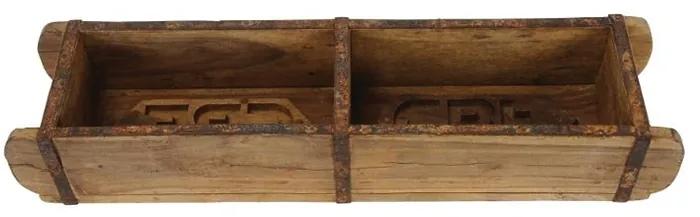 Jardniera dubla Rustic din lemn, maro, 59x14x10 cm