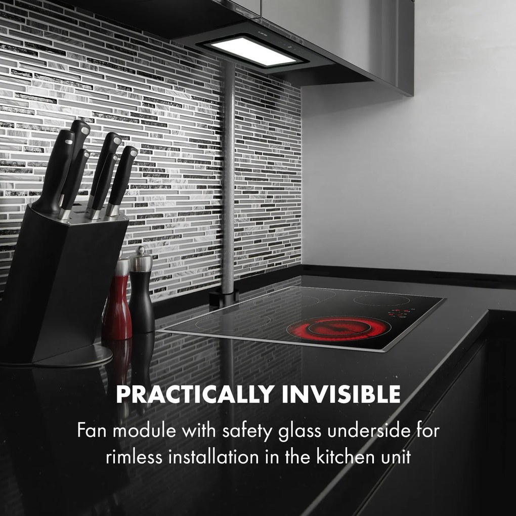 Klarstein Hektor Brilliant Edition, hotă încorporată, 52 cm, 506 m³ / h, touch, neagră