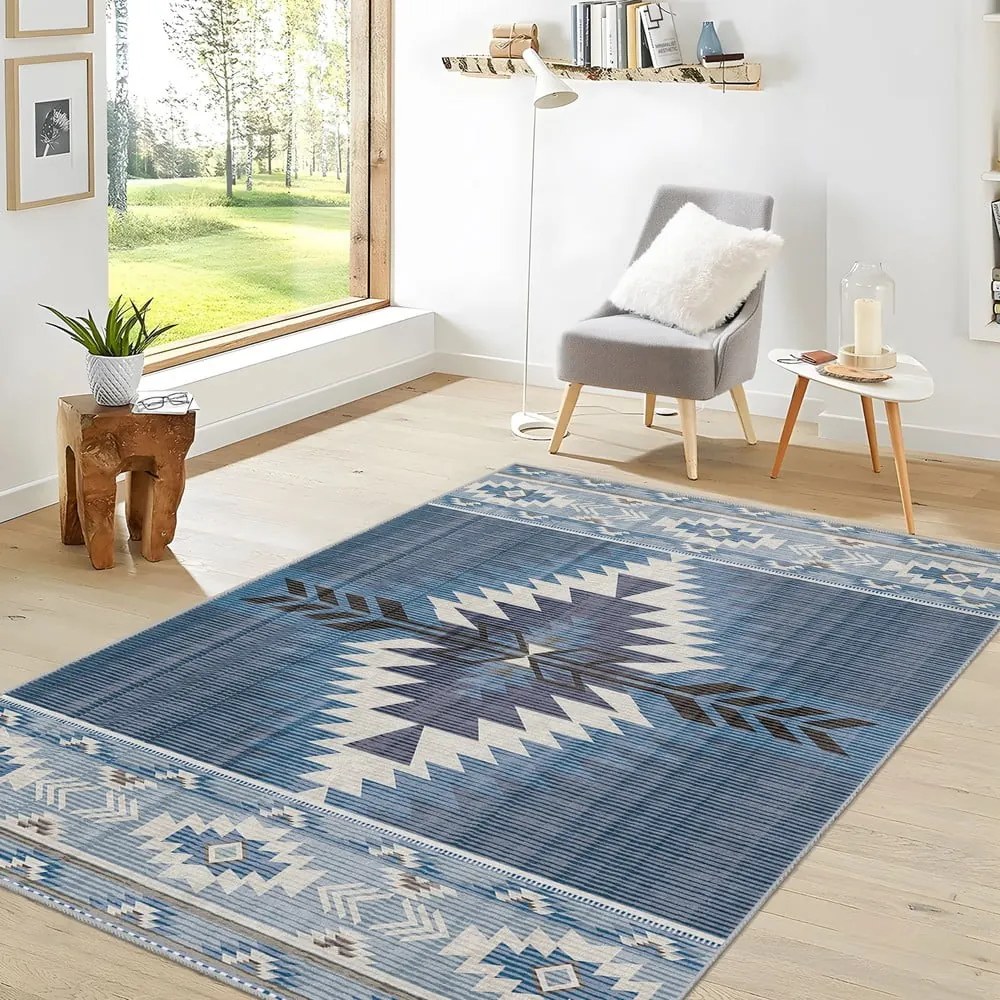 Covor albastru lavabil 160x230 cm Ethnic Geo – Mila Home