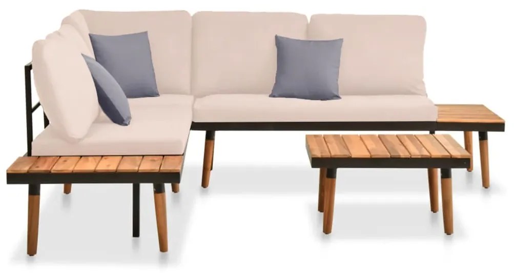 316642 vidaXL Set mobilier de grădină cu perne, 4 piese, lemn masiv de acacia