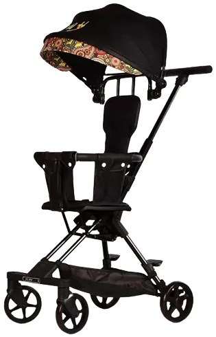 Carucior bebe cu copertina retractabila, model vacuta, Copii 6 - 36 luni, Negru, Sport, Pliabil, Blocare roti