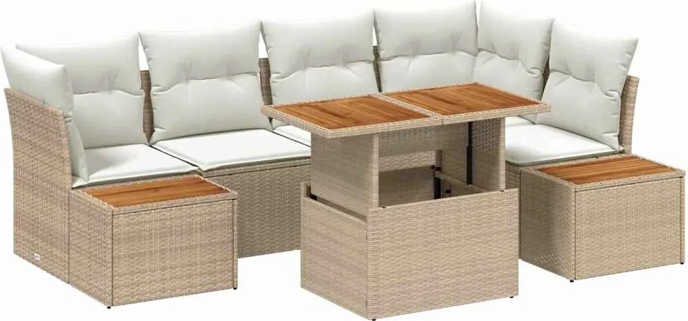 vidaXL Set de canapele pentru grădină 10 pcs Bej Rattan poli