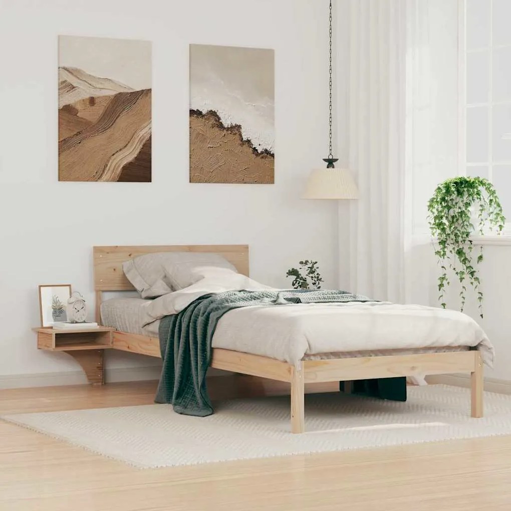 vidaXL Cadru de pat cu mese laterale cu headboard Maro 90 x 190 cm