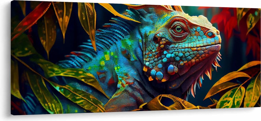Tablou - Iguana colorată (120x50 cm)