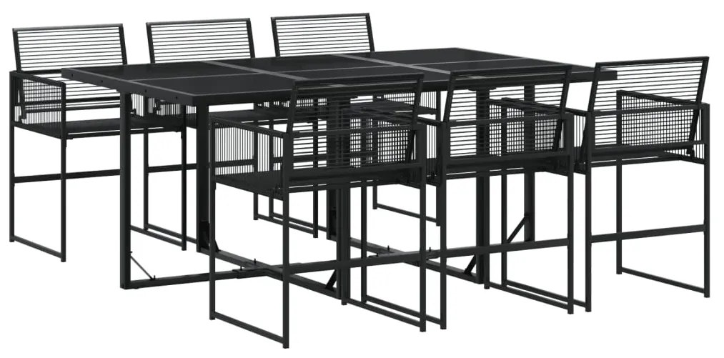 3295049 vidaXL Set mobilier de grădină, 7 piese, negru, poliratan