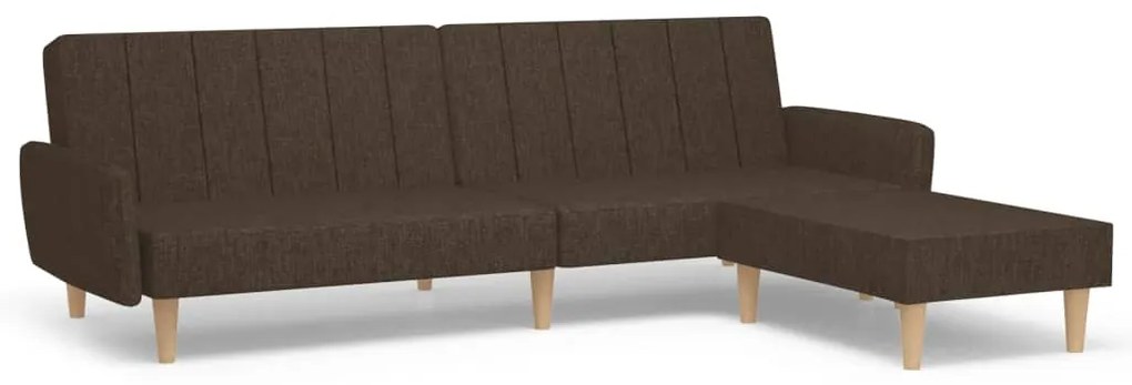 3080712 vidaXL Canapea extensibilă 2 locuri, cu taburet, maro închis, textil