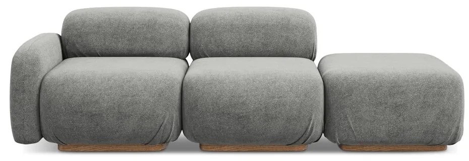 Șezlong modular gri cu tapițerie din țesătură bouclé (cu colț pe partea dreaptă) Ailani – Makamii