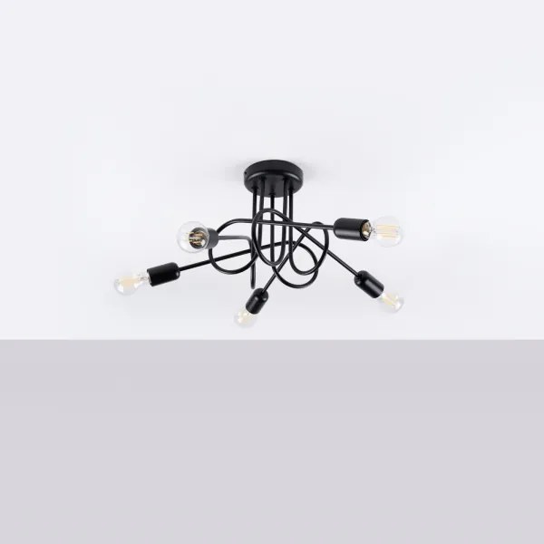Lustră pe tijă Sollux SL.1435 LOOP 5xE27/15W/230V negru