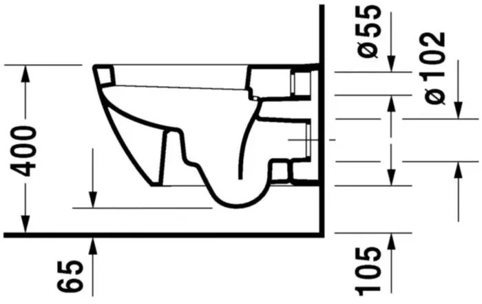 Vas WC suspendat Duravit Happy D.2 37x54 cm evacuare orizontala