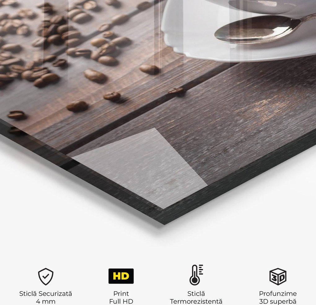Panou Sticla Bucatarie, 60x80cm, Protectie aragaz, Antistropi, Termorezistent, Alimente, Cafea, Aroma Coffee