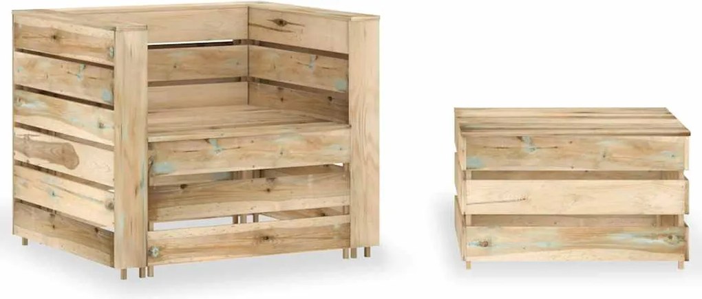 vidaXL Set mobilier de grădină paleți, 2 piese, lemn pin tratat