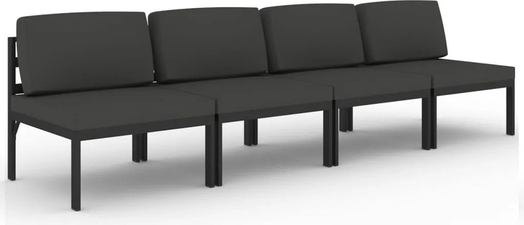 vidaXL Canapea de grădină cu 4 locuri și perne, antracit, aluminiu
