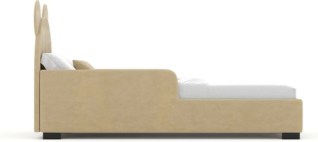 Pat lemn masiv tapitat Teddy, 200 × 108 × 88 cm