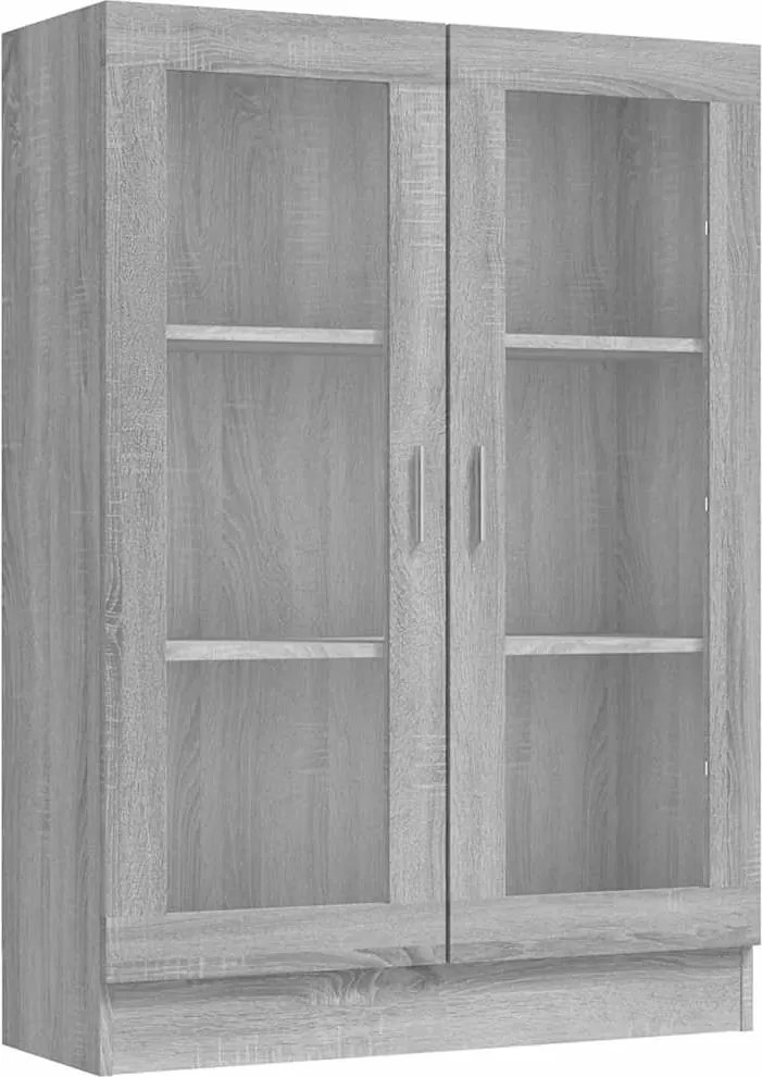 vidaXL Dulap vitrină, gri sonoma, 82,5x30,5x115 cm, lemn prelucrat