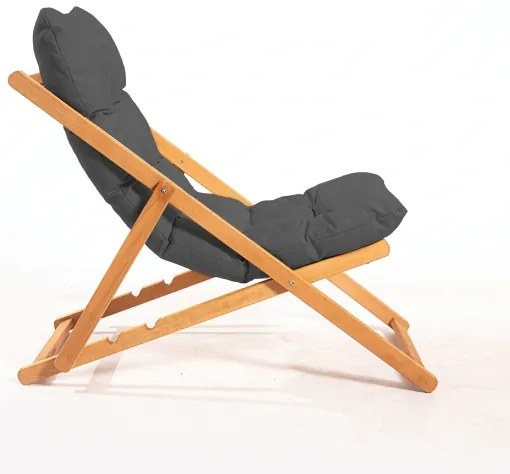 Șezlong de grădină gri/fag