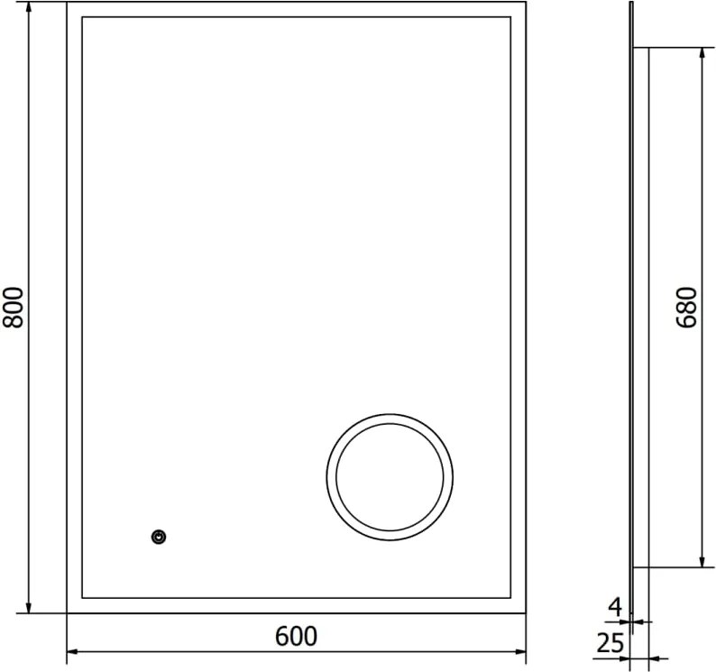 Mexen Kala oglindă de baie iluminată cu oglindă cosmetică 60 x 80 cm, LED 6000K, antiaburire - 9820-060-080-611-00
