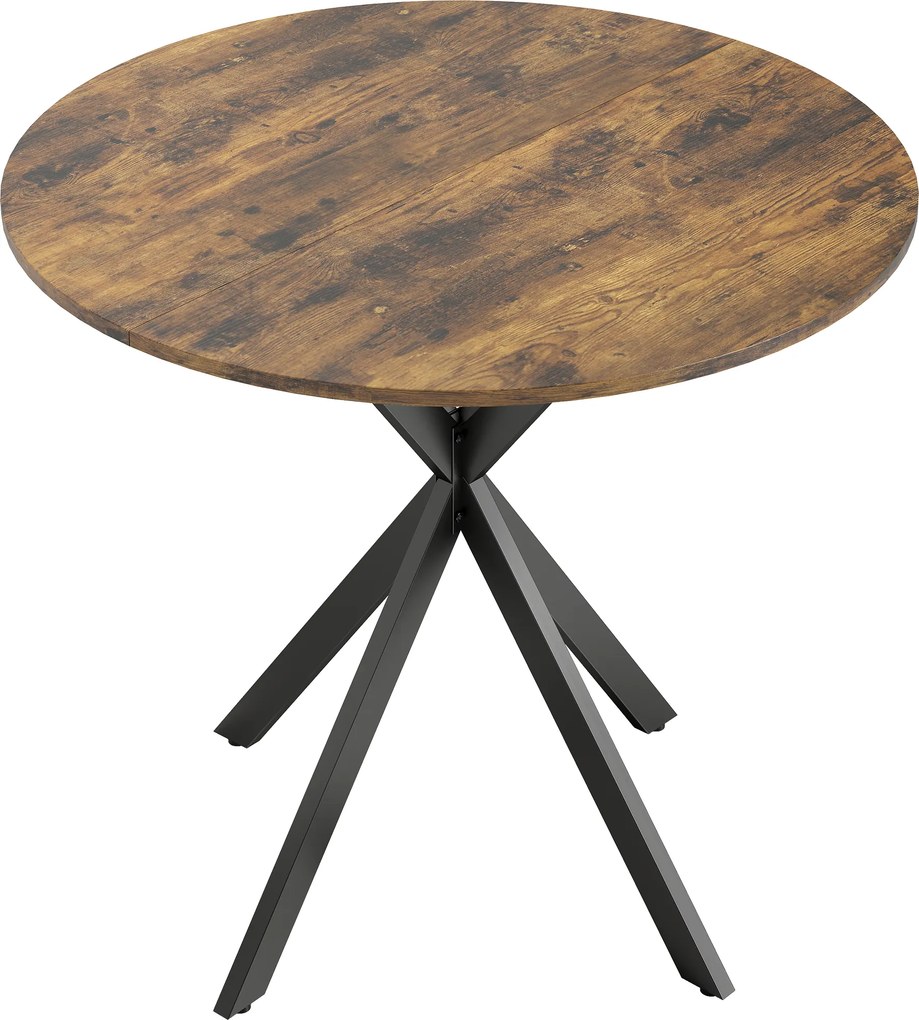 HOMCOM Masă rotundă de dining în stil industrial, cu picioare în cruce din oțel, Ø80x75 cm, maro rustic | Aosom Romania