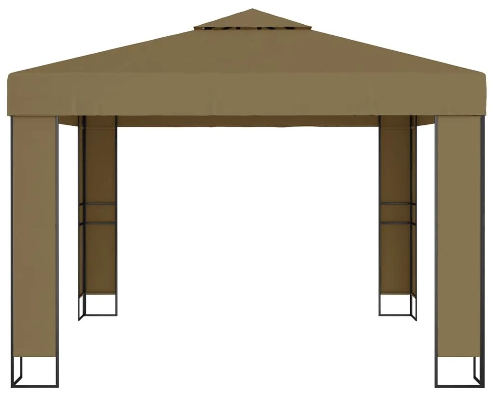 Pavilion cu acoperis dublu  lumini LED, gri taupe ,3x3x2,7m Gri taupe