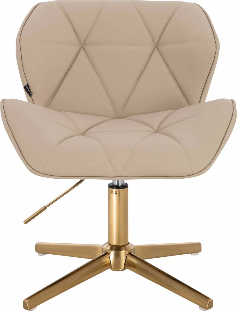 HR111CROSS Scaun Crem Piele Ecologica Premium Soft cu Bază Aurie