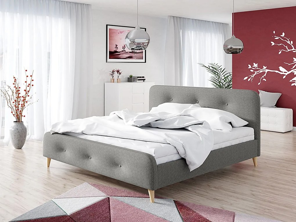 Pat matrimonial 160 cm Lomaha New (Gri) (cu somieră). Promo -17%. 1104272