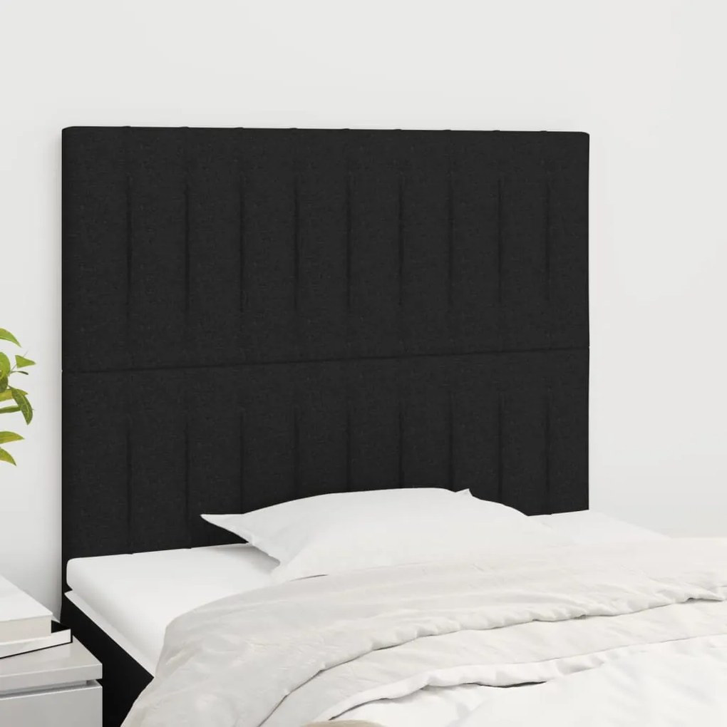 vidaXL Tăblii de pat, 2 buc, negru, 80x5x78/88 cm, textil