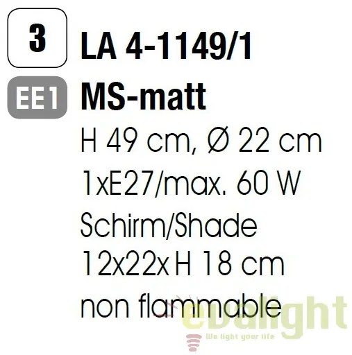 Veioza / Lampa de masa stil clasic H49cm Kara LA 4-1149/1 satin OR