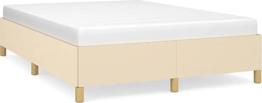 vidaXL Cadru de pat fără saltea, crem, 140x190 cm, textil