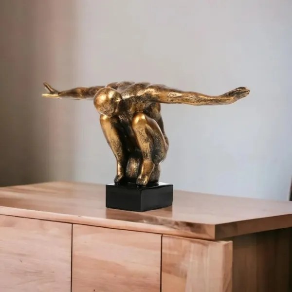 Decorațiune de masă 25x41x20 cm, rășină/patină aurie