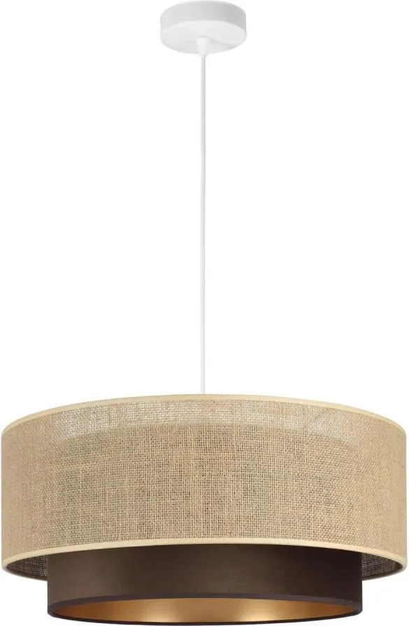 Lustră suspendată pe cablu SARTA 1xE27/60W/230V Ø 45 cm maro/iută