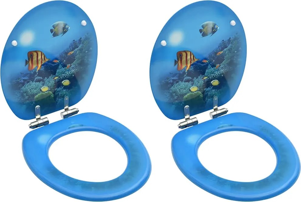 vidaXL Scaune WC, capac silențios, 2 buc., MDF, model maritim