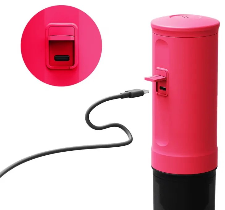 Espressor portabil Outin Nano Crimson Red, 12/24 V, 7500mAh, 20bar, 80 ml, Incarcare USB, Cafea macinata si capsule, Rosu