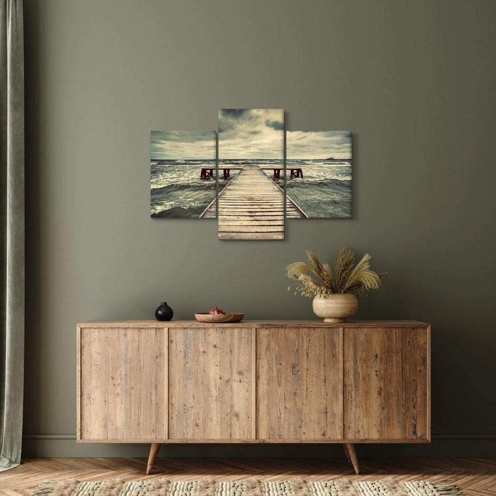 Tablou cu dig din lemn la mare (90x60 cm)