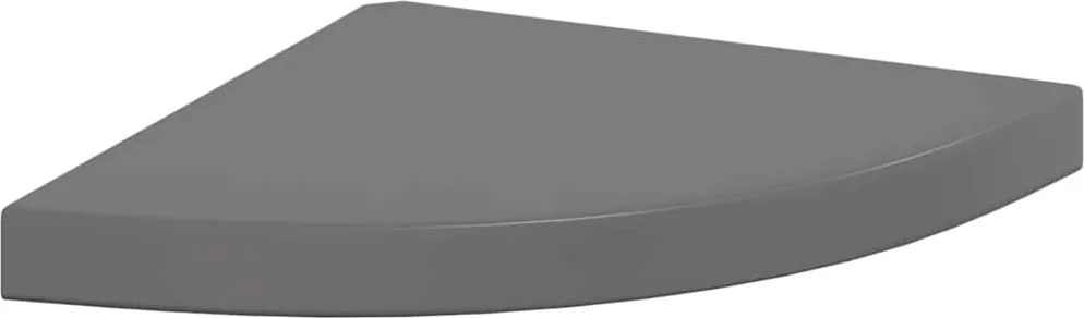 vidaXL Raft colțar de perete, gri extralucios, 35 x 35 x 3,8 cm, MDF