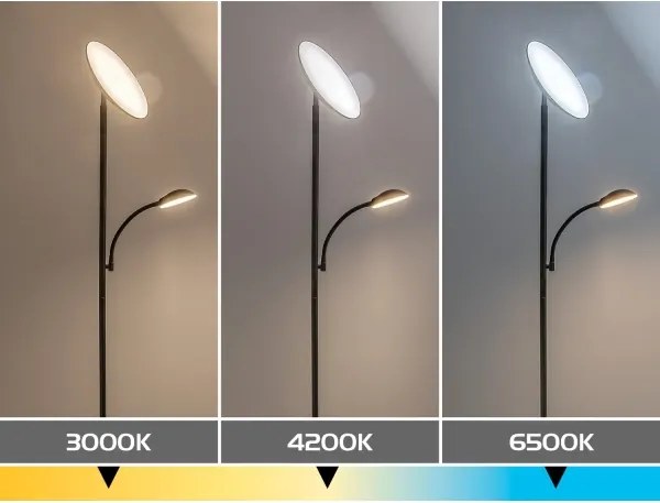 Rabalux 74084 - Lampă de podea LED dimabilă HALINA 23W/230V 3000/4200/6500 neagră