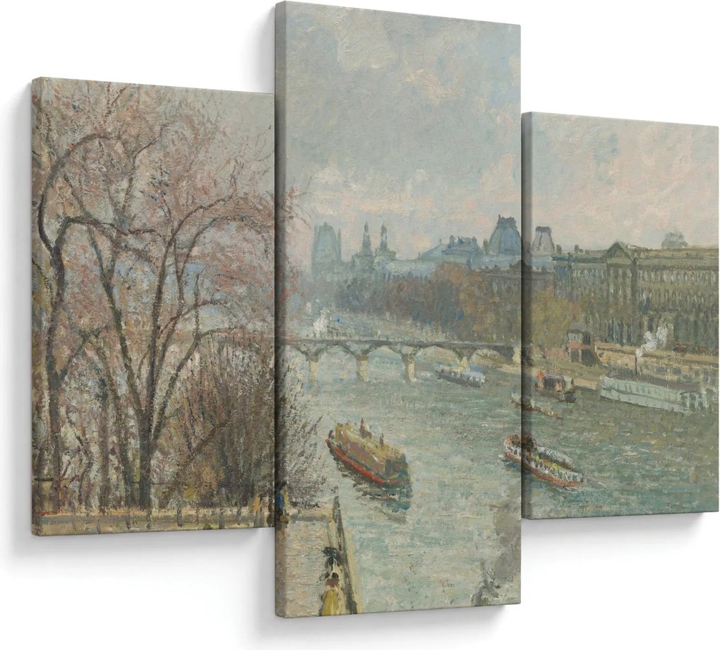 Tablou - Camille Pissarro, The Louvre, Afternoon, Rainy Weather, reproducere (90x60 cm)