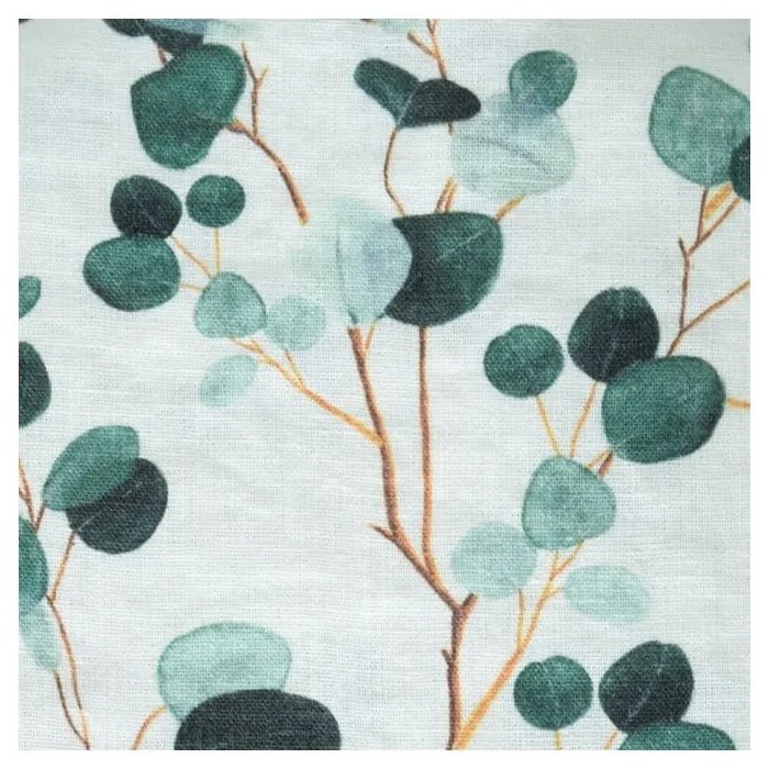 Prosop de bucătărie din in Linen Tales Eucalyptus, 65 x 45 cm, alb - verde