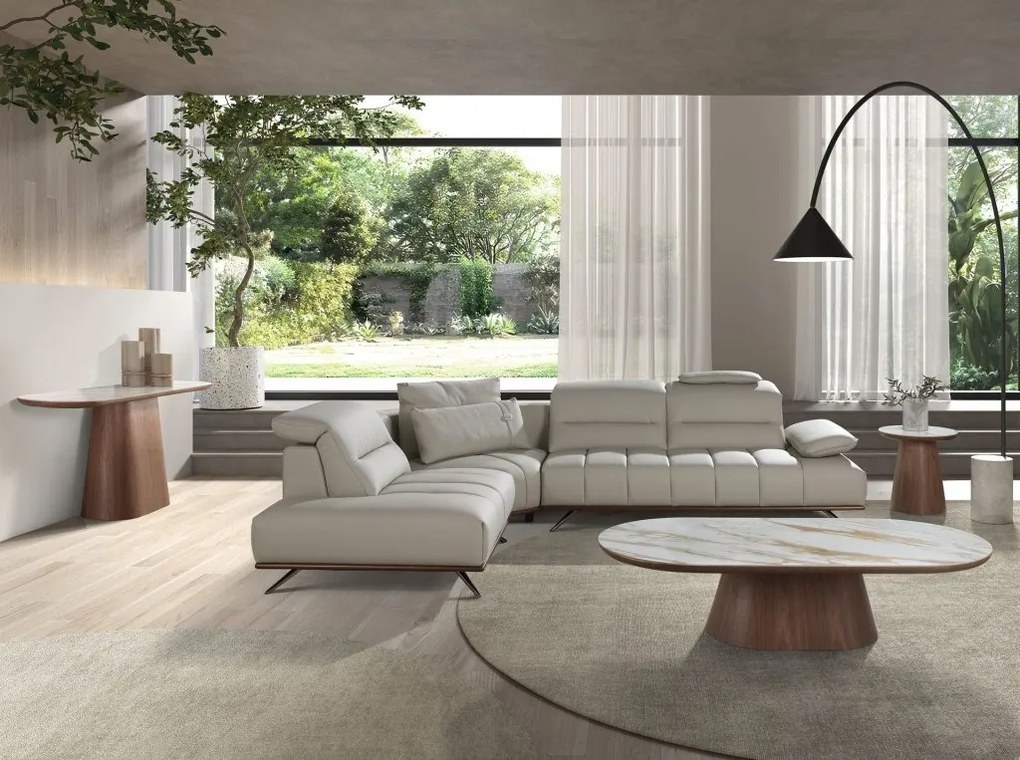 Coltar LUX design italian cu sezlong stanga Cowhide gri deschis