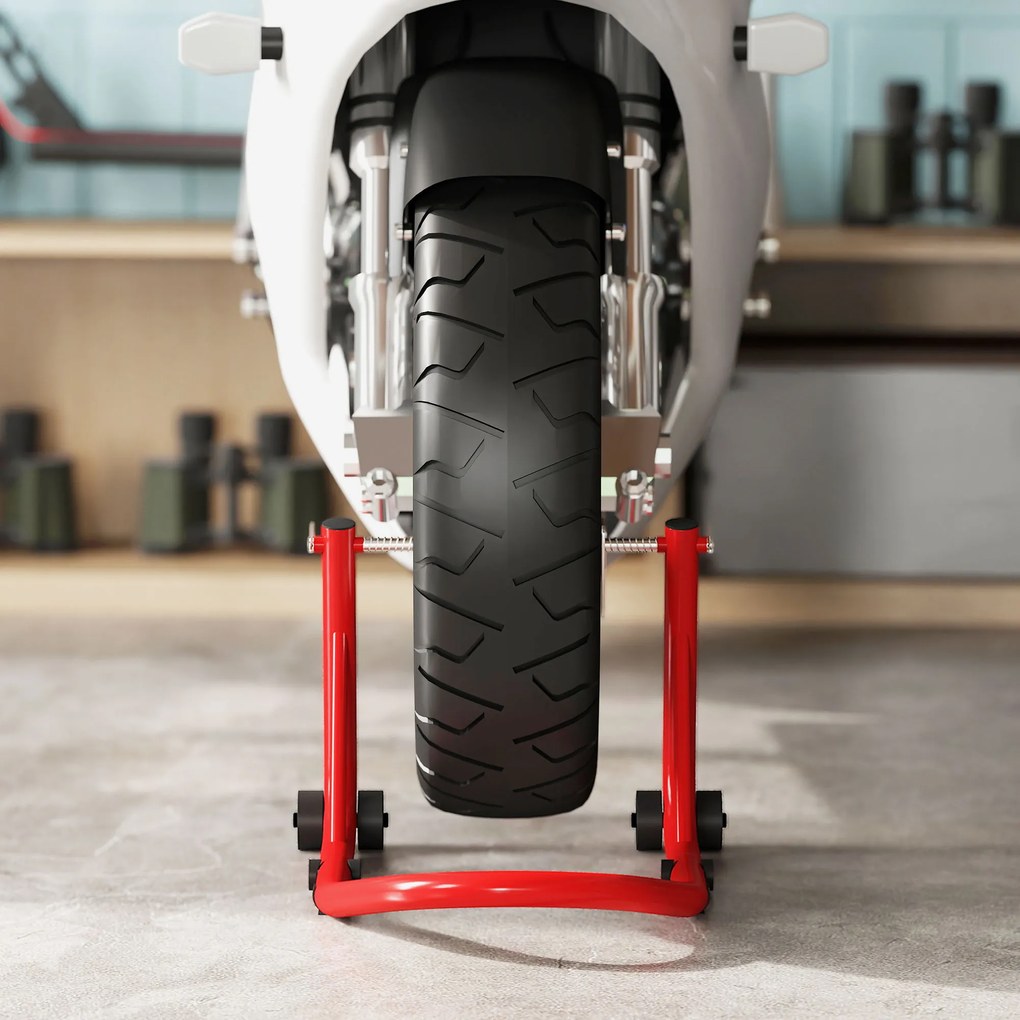 HOMCOM Set suport pentru motocicletă față/spate Montare motociclete Ridicator motocicletă până la 544 kg Oțel Roșu | Aosom Romania