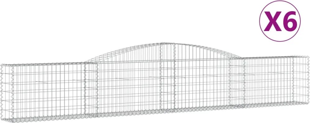 vidaXL Coșuri gabion arcuite 6 buc, 400x30x60/80 cm, fier galvanizat