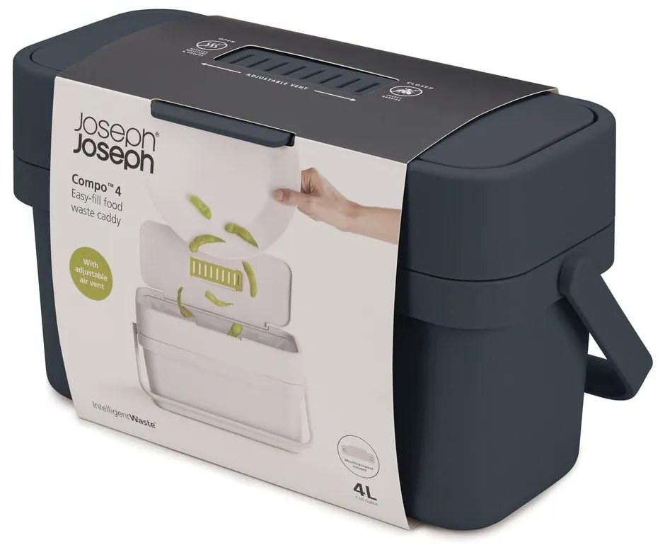 Recipient pentru deșeuri compostabile Joseph Joseph Compo, 4 l, albastru - negru