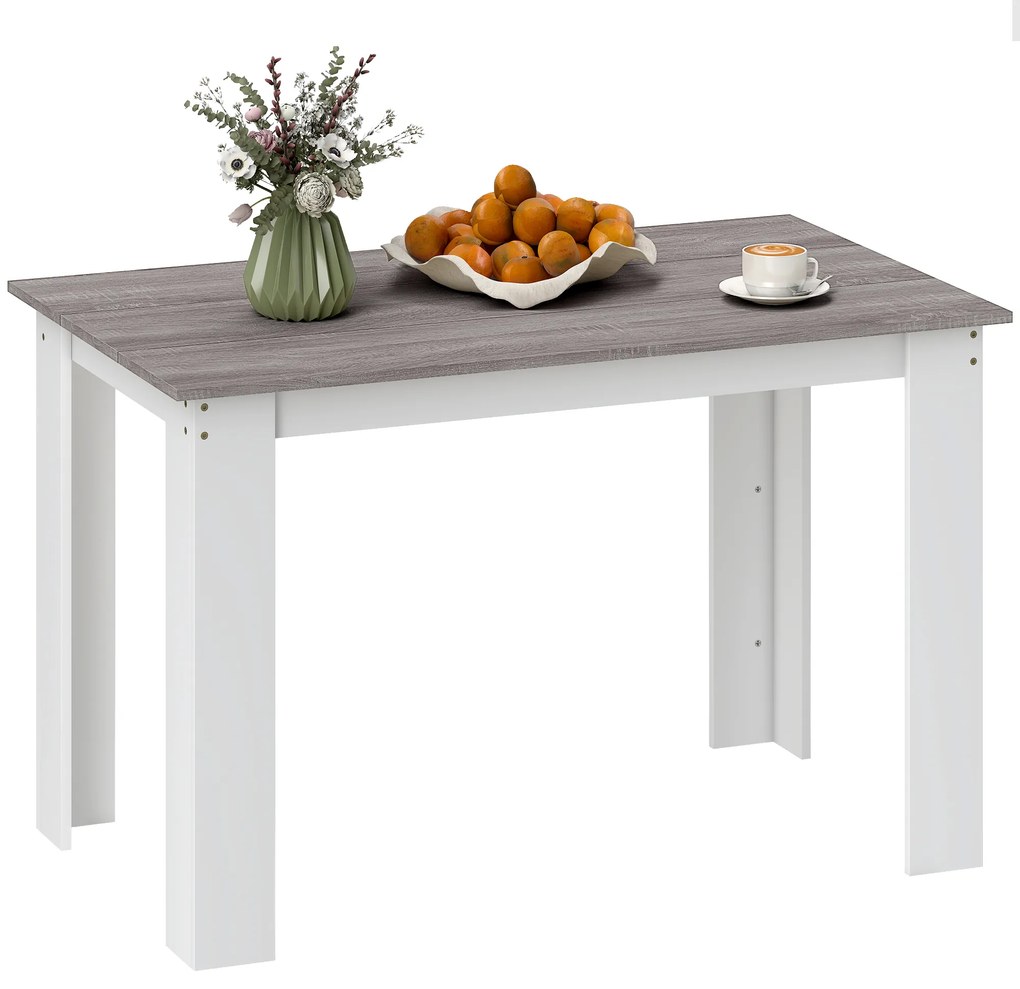 HOMCOM Masă Modernă de Dining pentru 4-6 Persoane 120x69x75 cm Gri și Alb | Aosom Romania