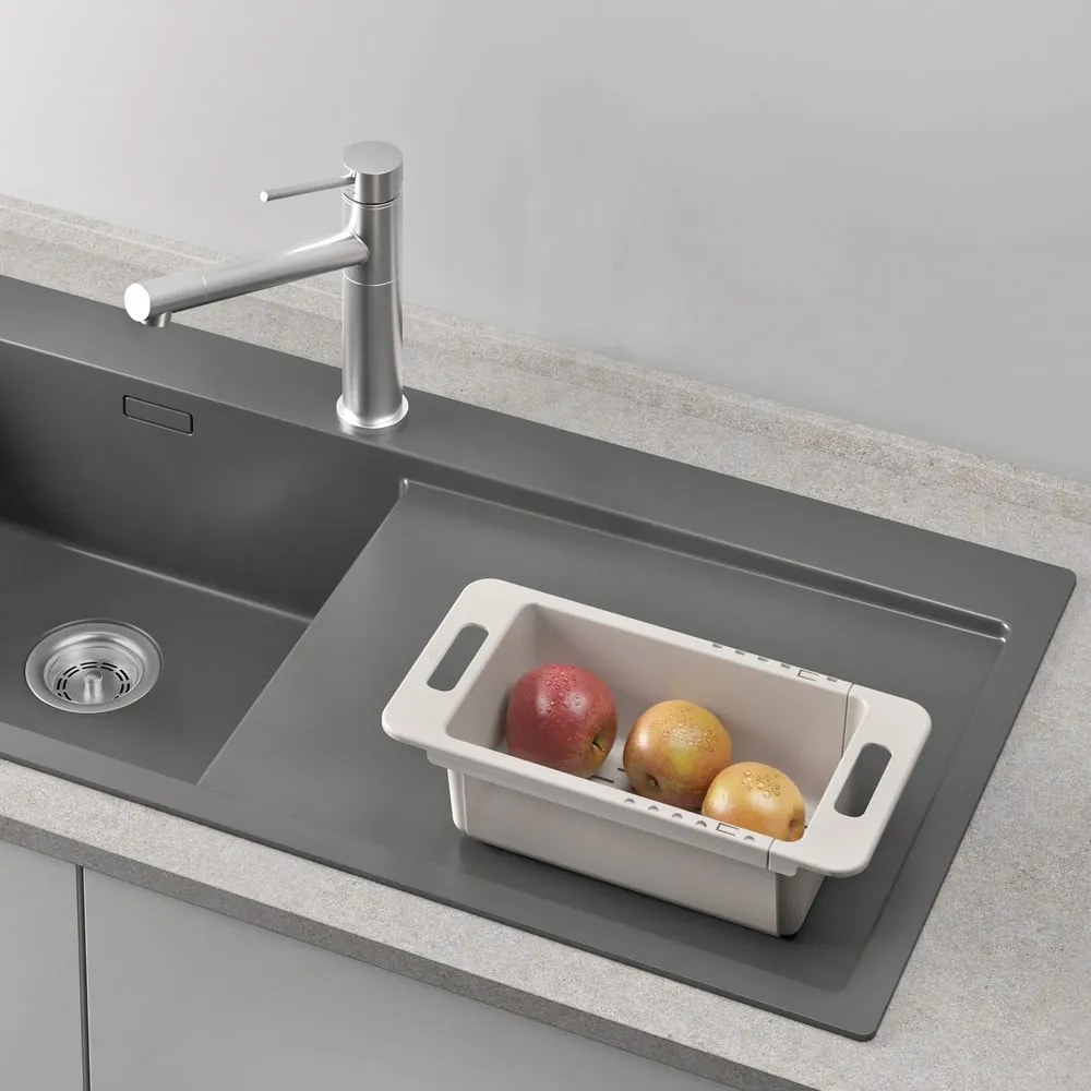 Strecurătoare pentru chiuvetă, gri, ajustabilă, din plastic 52x18 cm – Metaltex