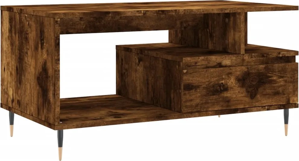 vidaXL Măsuță de cafea, stejar fumuriu, 90x49x45 cm, lemn prelucrat