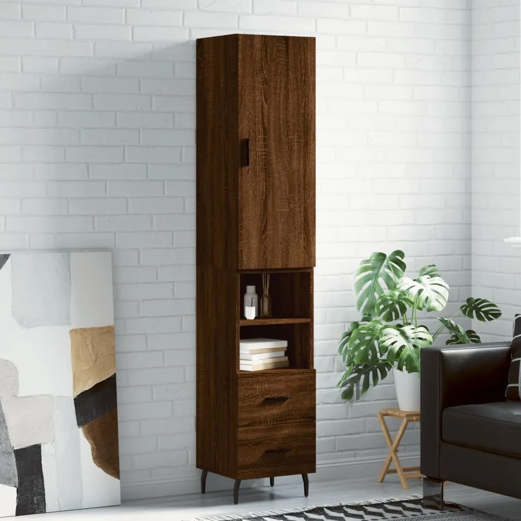 vidaXL Dulap înalt, stejar maro, 34,5x34x180 cm, lemn prelucrat