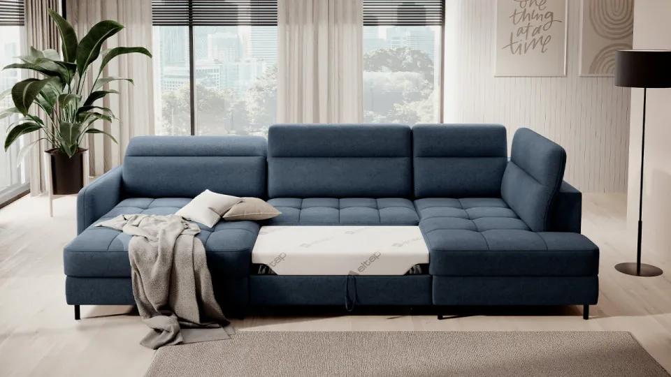Canapea modulara, extensibila, cu spatiu pentru depozitare, 306x100x165 cm, Berrto L01, Eltap (Culoare: Albastru inchis / Raquel 40)