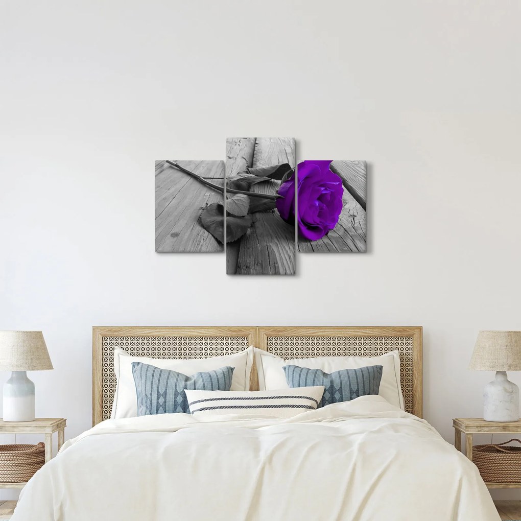 Tablou - Trandafir violet cu tulpina verde (90x60 cm)