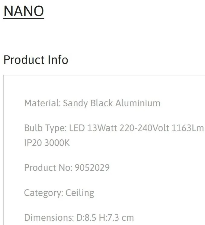 Spot LED aplicat diametru 8,5cm NANO negru, NVL-9052029